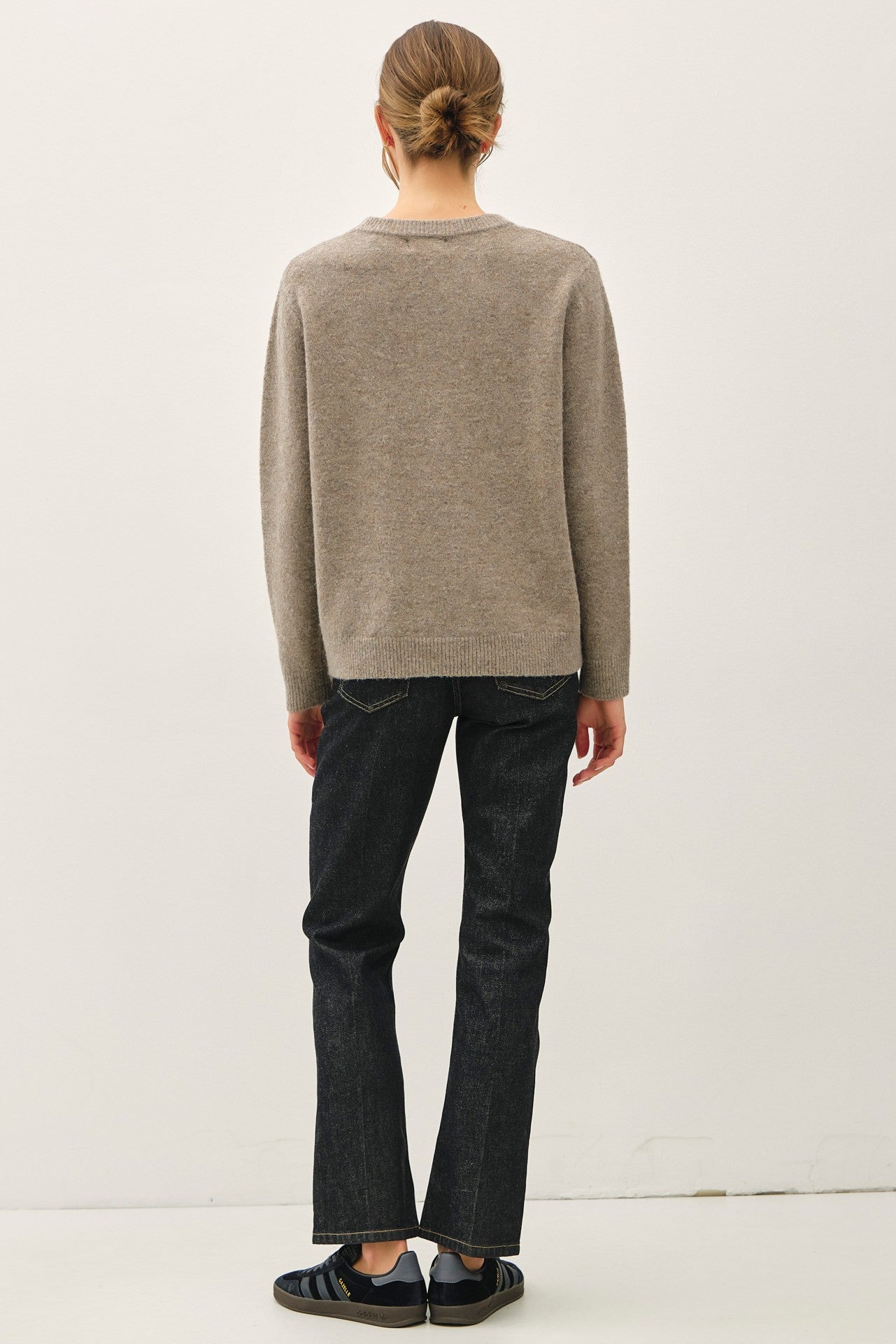 EMBROIDERED TONAL FLOWERS SWEATER