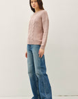 CABLE KNIT DROP SHOULDER SWEATER