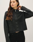 ZIP FRONT CROP CARDI