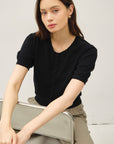 POINTELLE PUFF SLEEVE CARDIGAN