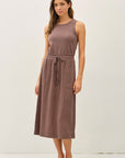 COTTON RIB TANK DRESS WITH GAUZE SKIRT