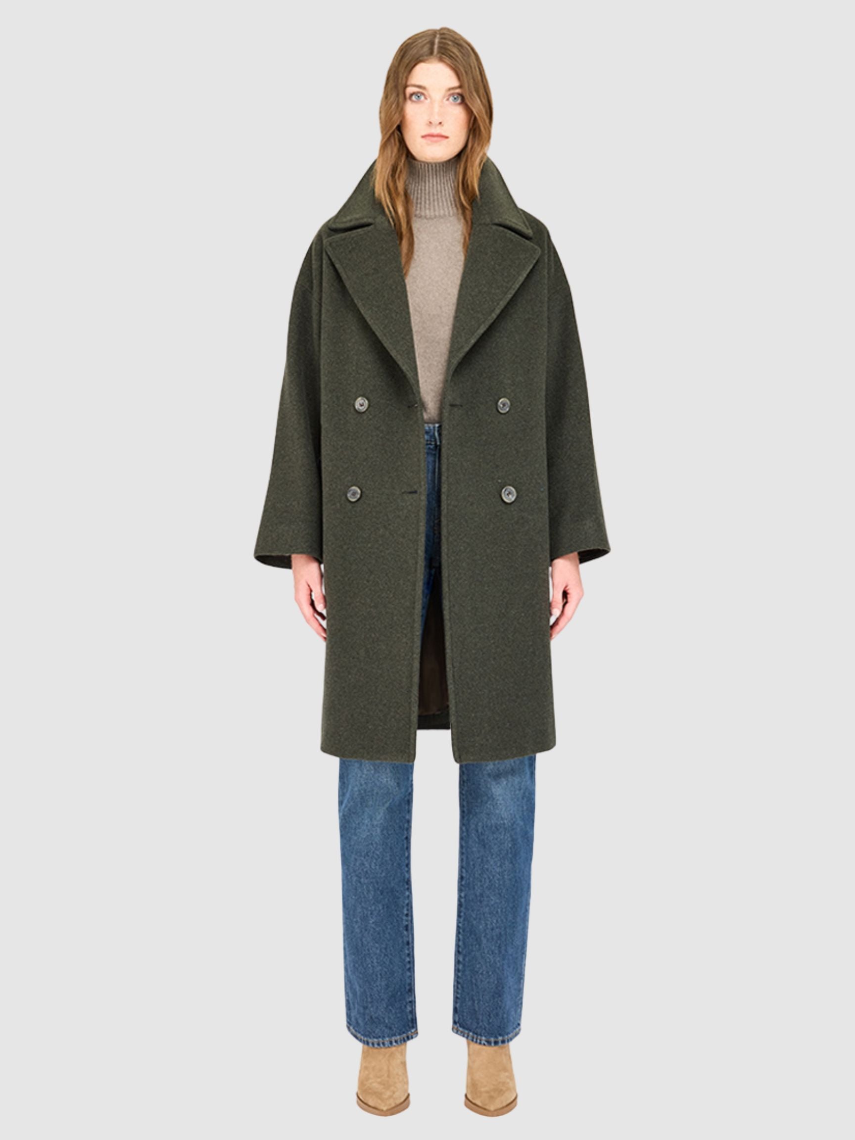 AALIYAH MID LENGTH WOOL COAT WITH SIDE ZIP