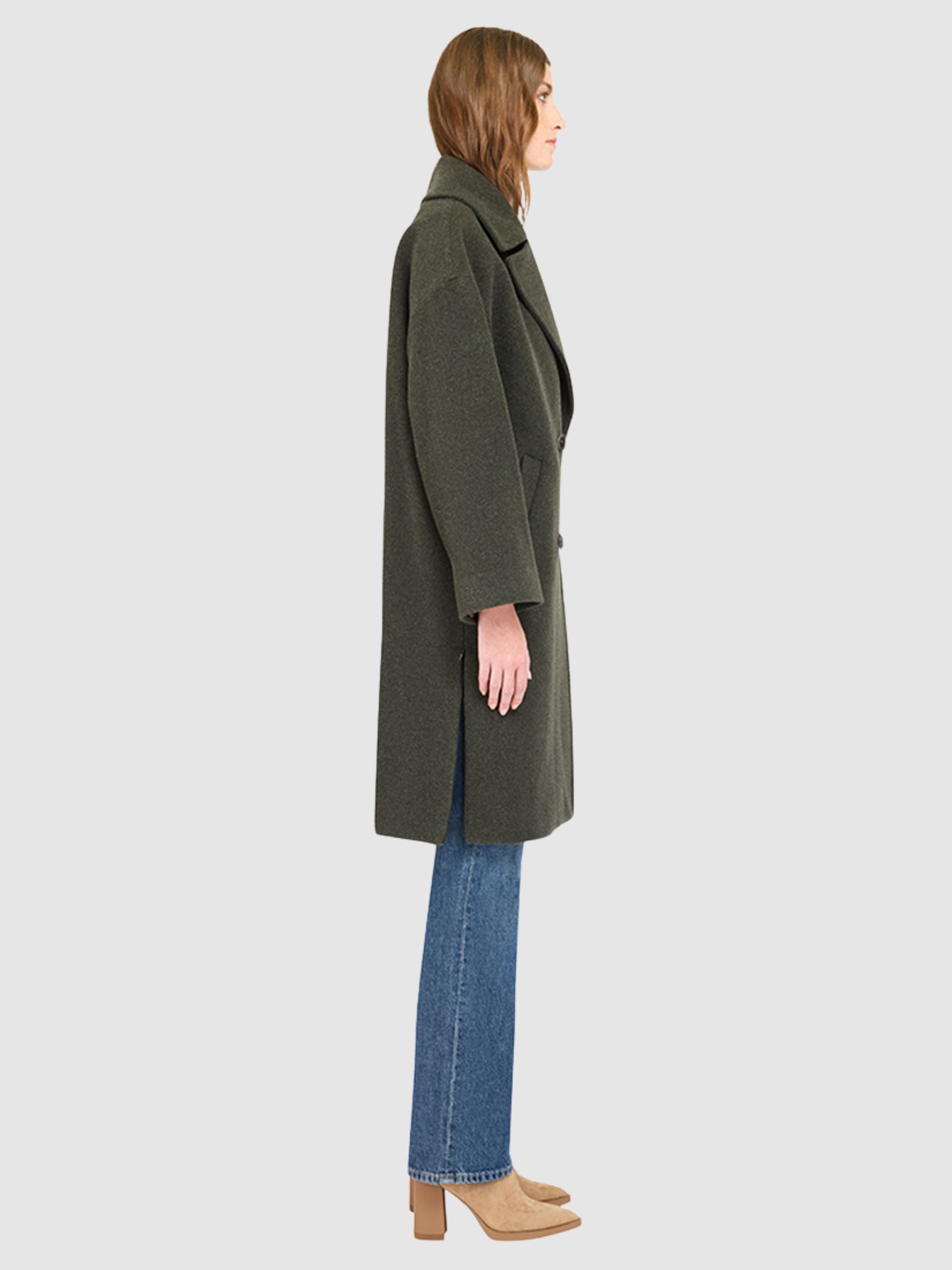 AALIYAH MID LENGTH WOOL COAT WITH SIDE ZIP