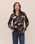 SHADOW FLORAL ROUND HEM BUTTON DOWN SHIRT