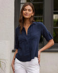 SPLIT BACK BUTTON DOWN SHIRT