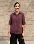 SPLIT BACK BUTTON DOWN SHIRT
