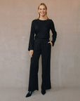 LUREX STRIPE ELASTIC WIDE LEG PANT