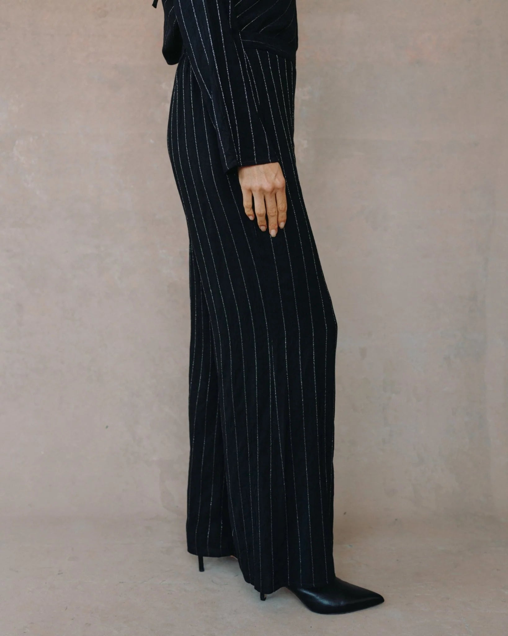 LUREX STRIPE ELASTIC WIDE LEG PANT