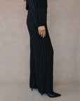 LUREX STRIPE ELASTIC WIDE LEG PANT