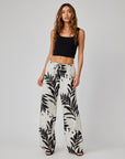 MAUI PALM PRINT WIDE LEG DRAWSTRING PANT