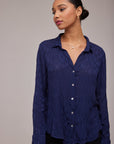 FLOWY BUTTON DOWN SHIRT - Dark Navy