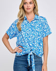 PAISLEY FLORAL PRINT SHORT SLEEVE SHIRT