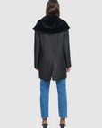 BAYLIE IRONED WOOL HOODED SHEARLING COAT