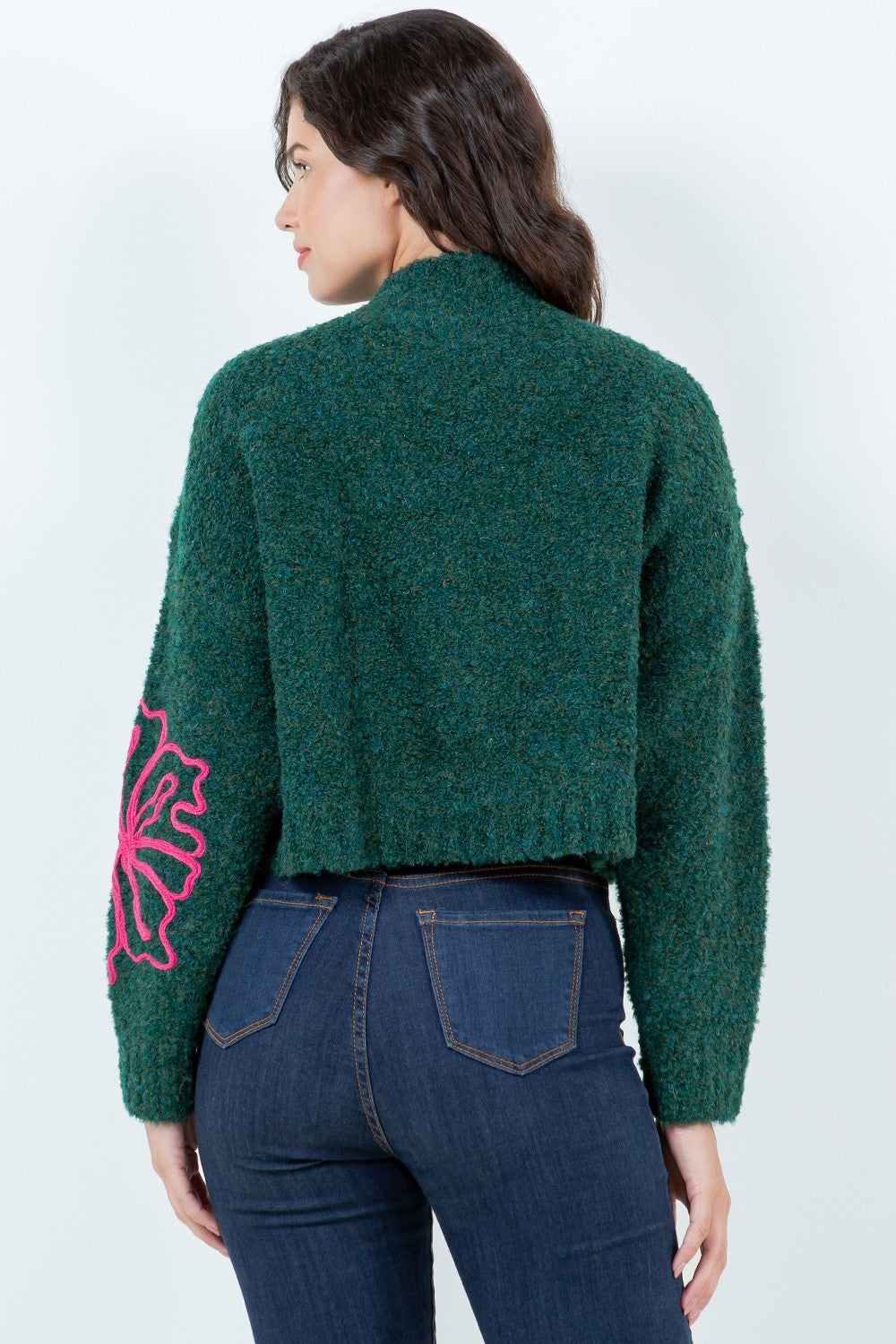 FLORAL OUTLINE MOCK NECK SWEATER