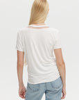 TULLE INSERTS V-NECK TEE