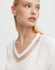 TULLE INSERTS V-NECK TEE