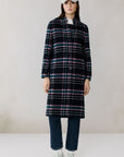 DIANE-C PLAID NOTCHED LAPEL WOOL COAT
