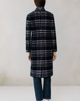 DIANE-C PLAID NOTCHED LAPEL WOOL COAT