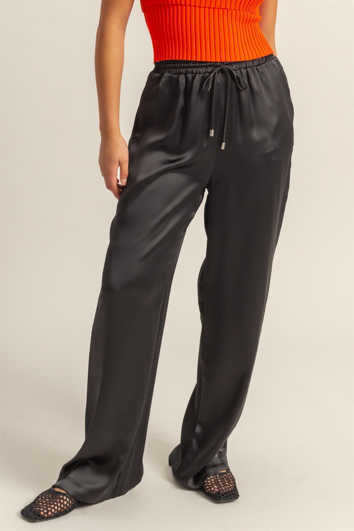 SATIN DRAWSTRING PANTS