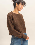 POINTELLE CABLE KNIT SWEATER