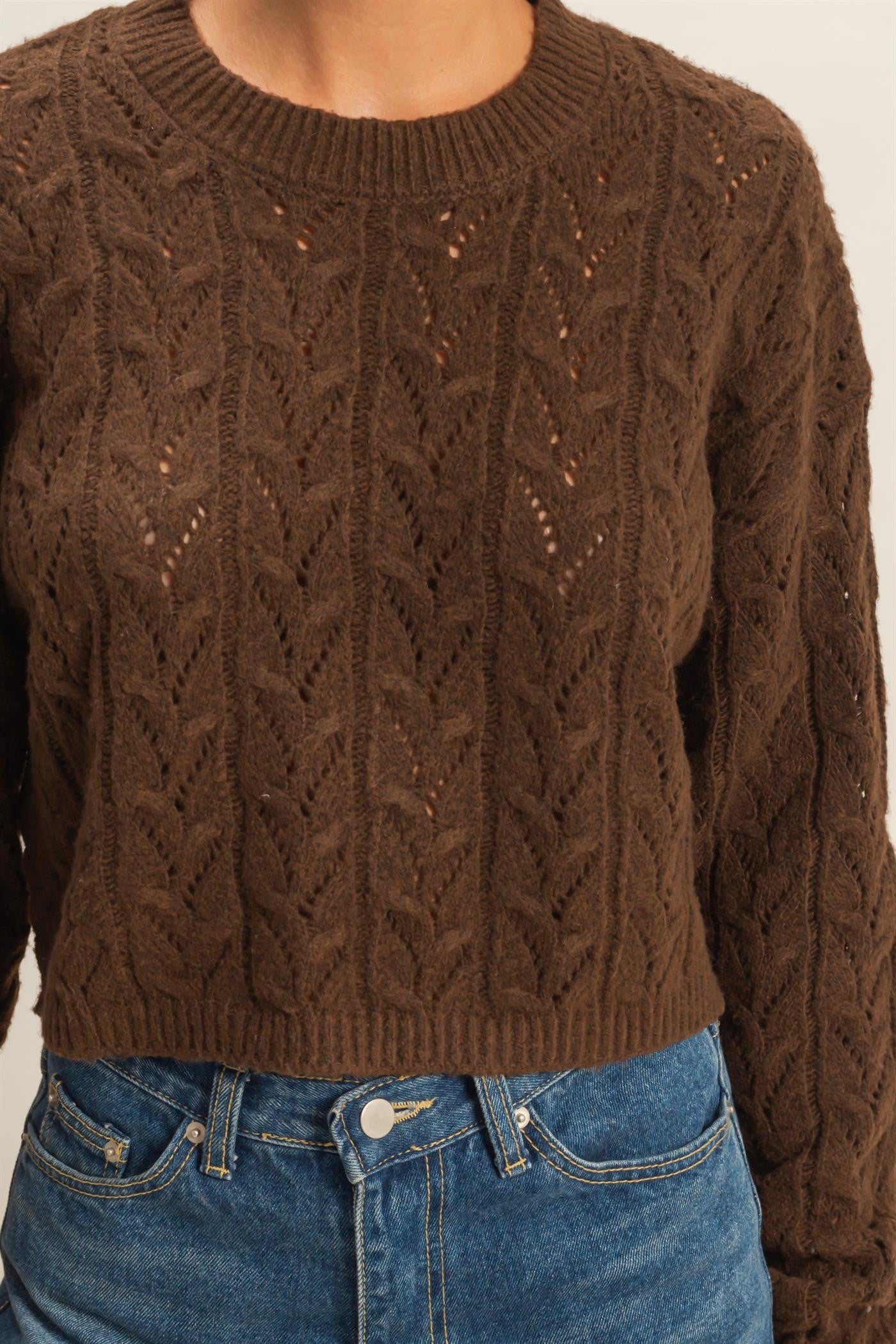 POINTELLE CABLE KNIT SWEATER