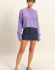 POINTELLE CABLE KNIT SWEATER