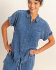 MINERAL WASH DROP SHOULDER SHORT SLEEVE SHIRT