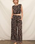 FOLK FLORAL CROP TOP SET