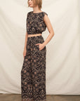 FOLK FLORAL CROP TOP SET