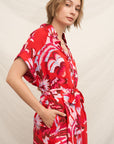 BOLD BOTANICAL SHORT SLEEVE MAXI SHIRT DRESS