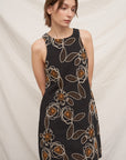 FLORAL EMBROIDERED SLEEVELESS MINI DRESS
