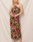 TROPICAL PRINT HALTER DRESS