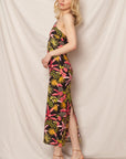 TROPICAL PRINT HALTER DRESS