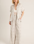 DASHED VERTICAL STRIPE WIDE LEG PANT