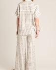 DASHED VERTICAL STRIPE WIDE LEG PANT