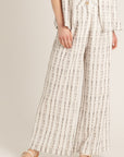 DASHED VERTICAL STRIPE WIDE LEG PANT