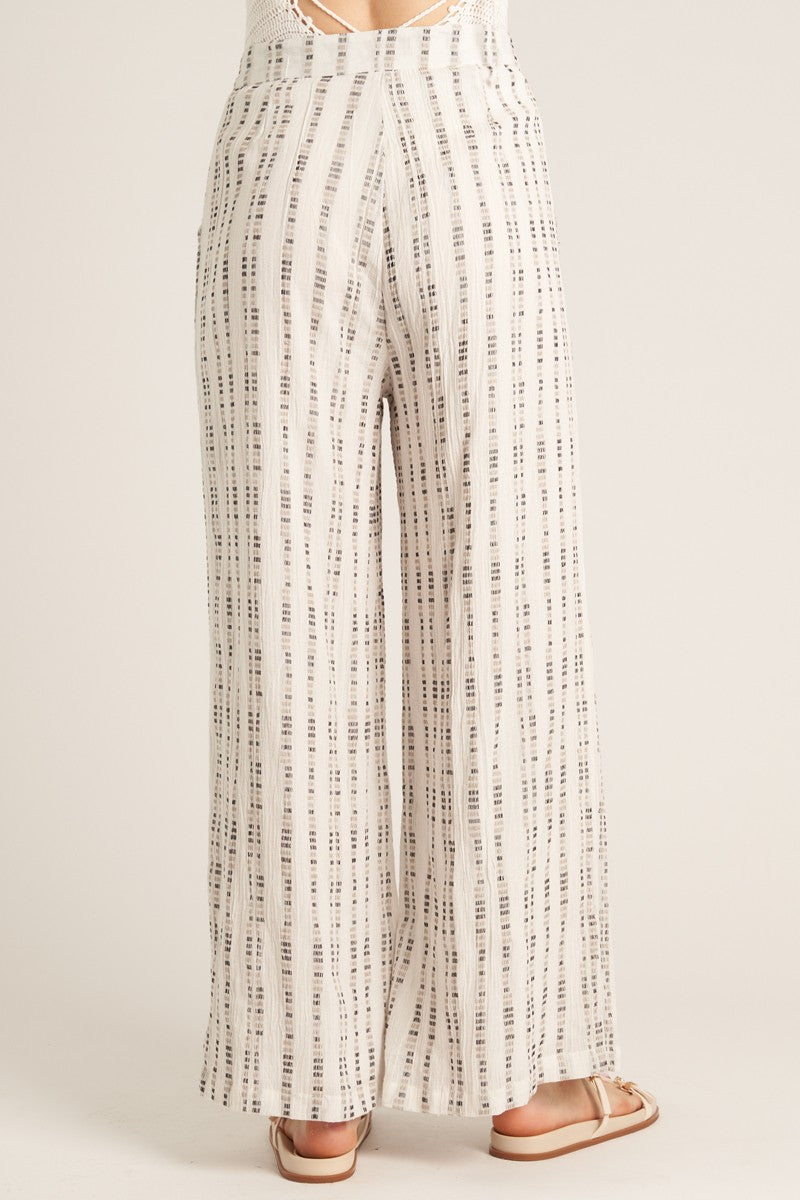DASHED VERTICAL STRIPE WIDE LEG PANT