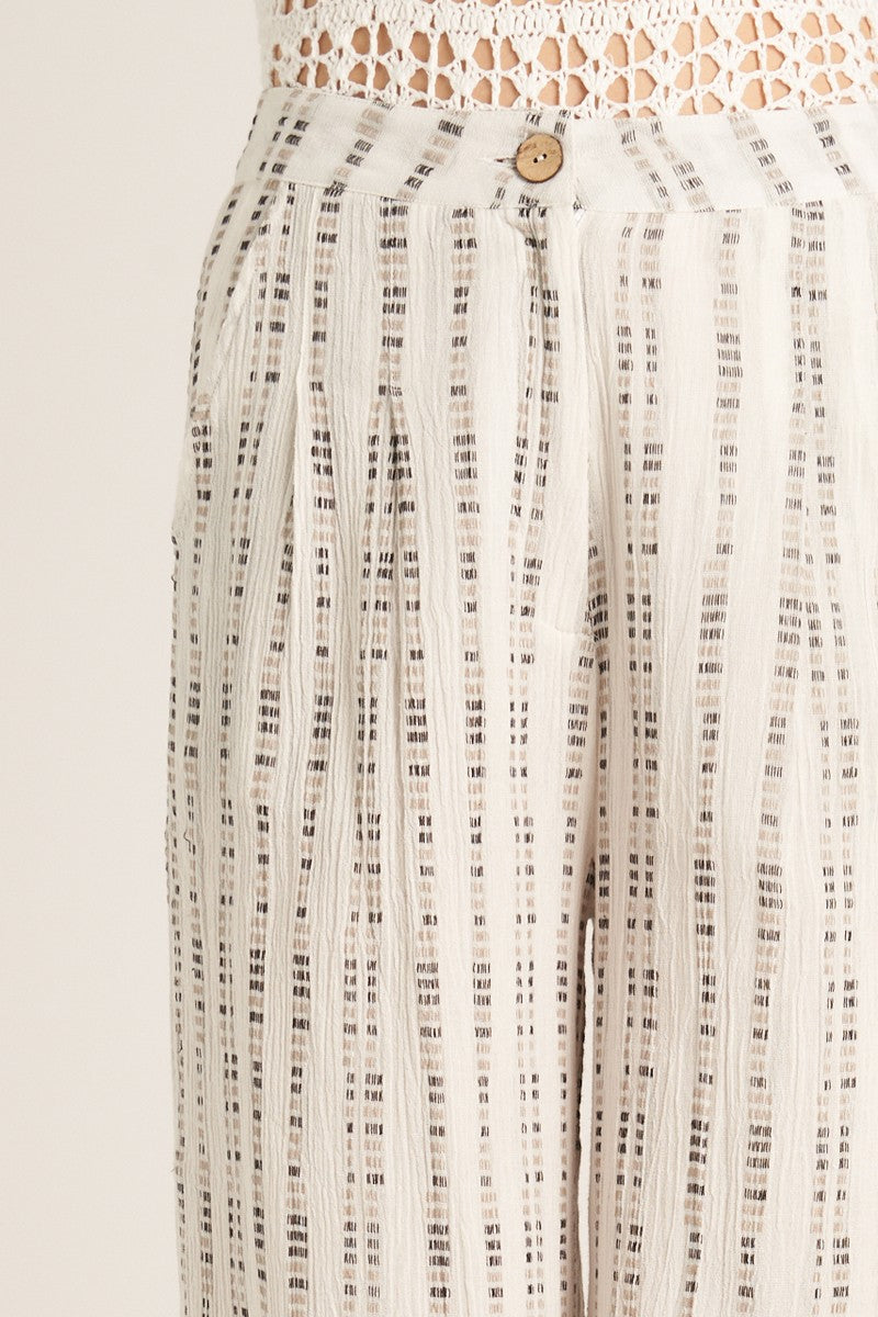 DASHED VERTICAL STRIPE WIDE LEG PANT