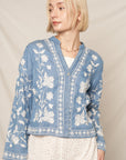 FLORAL EMBROIDERED DENIM SHIRT