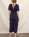 SHORT SLEEVE V-NECK JUMPSUIT