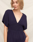SHORT SLEEVE V-NECK JUMPSUIT