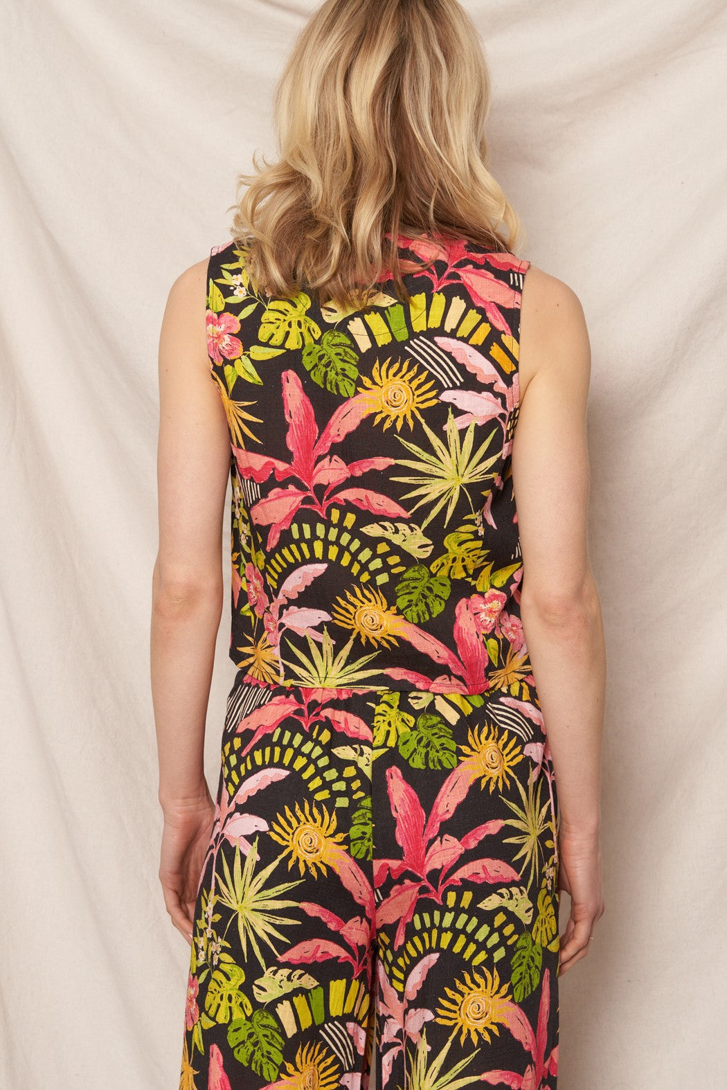TROPICAL PRINT TIE FRONT TANK