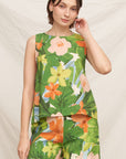 TROPICAL FLORAL SPLIT BACK TANK