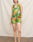 TROPICAL FLORAL SPLIT BACK TANK