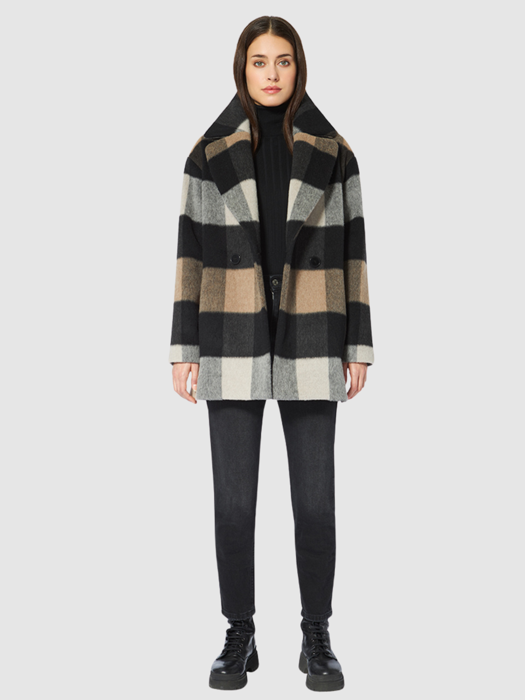 EVE PLAID DOUBLE BREASTED WOOL COAT
