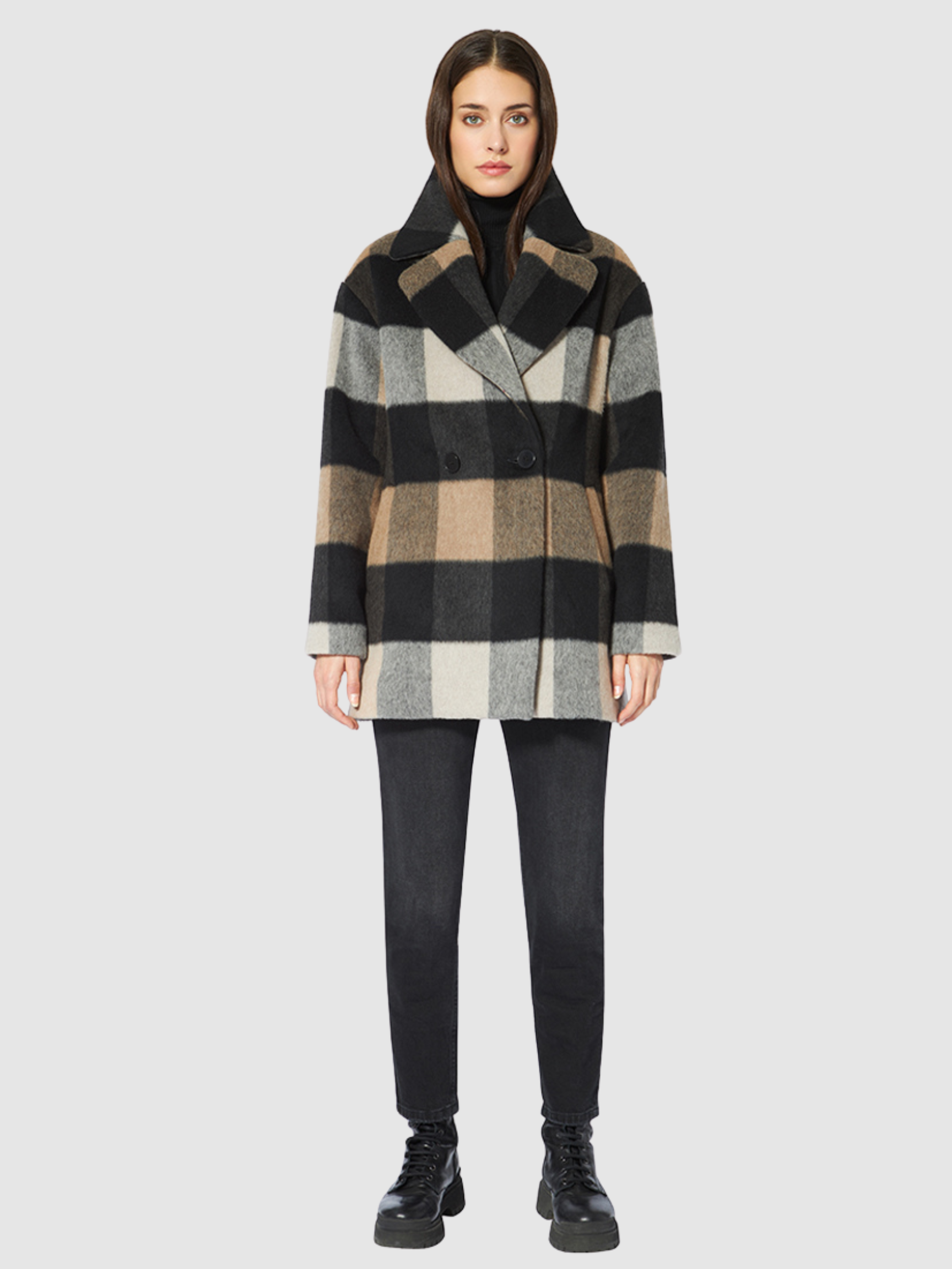 EVE PLAID DOUBLE BREASTED WOOL COAT