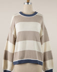 BOLD STRIPE BISHOP SLEEVE SWEATER