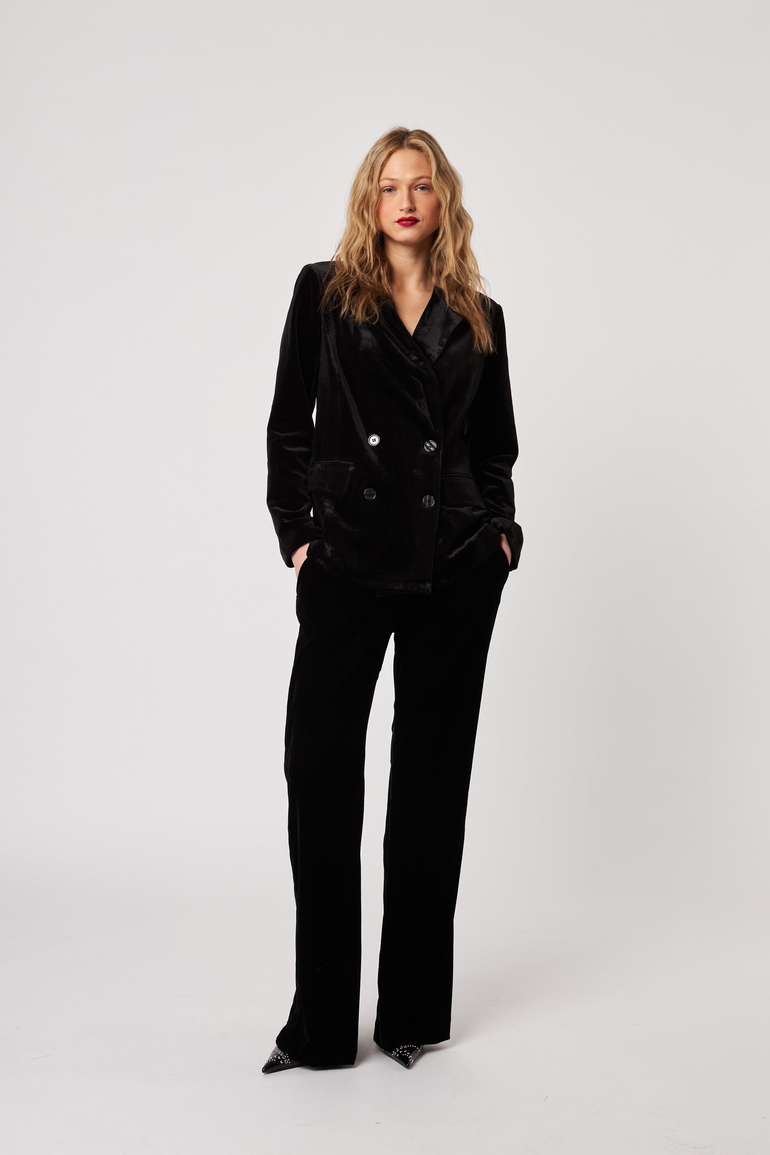 JASPER DOUBLE BREASTED VELVET BLAZER