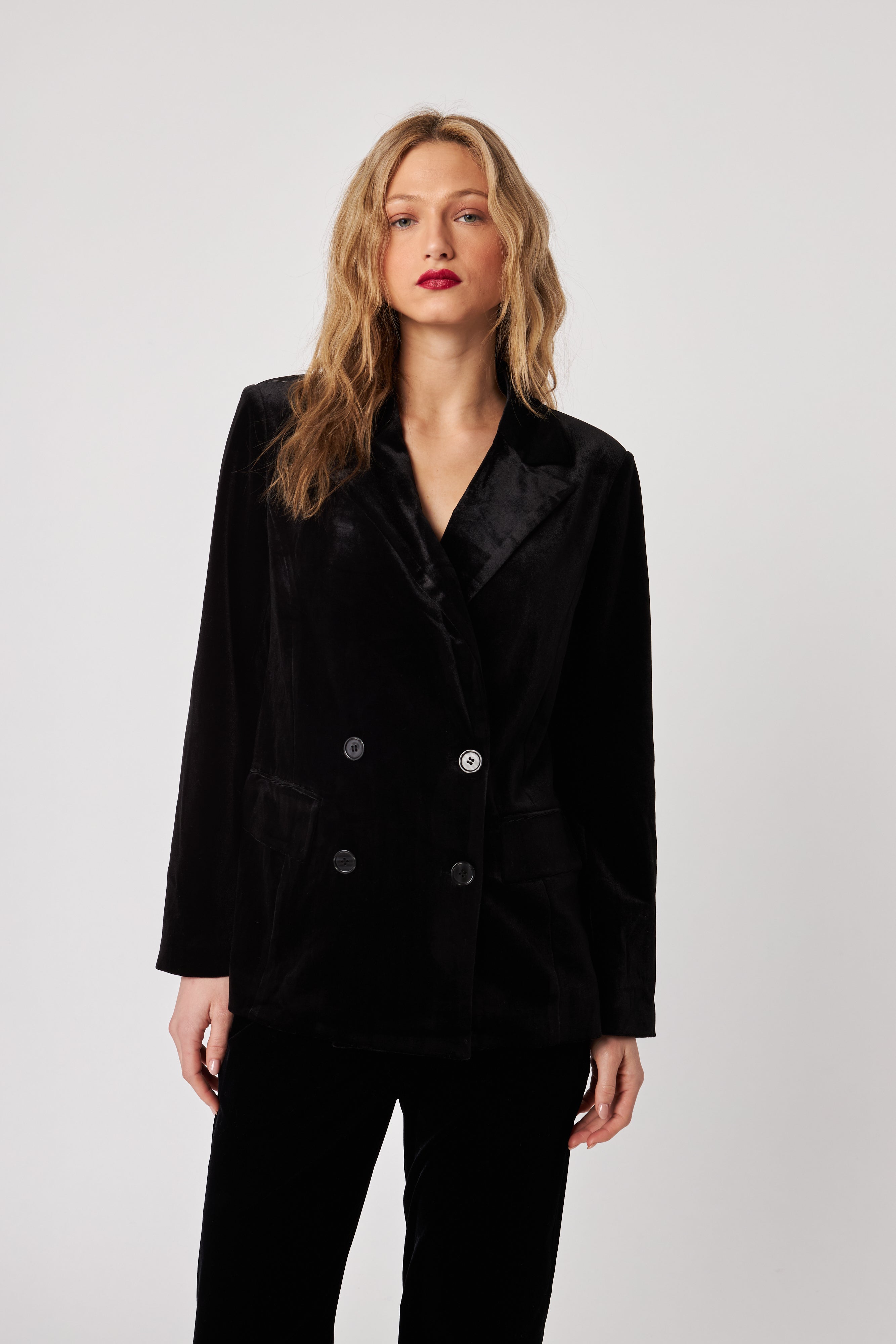 JASPER DOUBLE BREASTED VELVET BLAZER