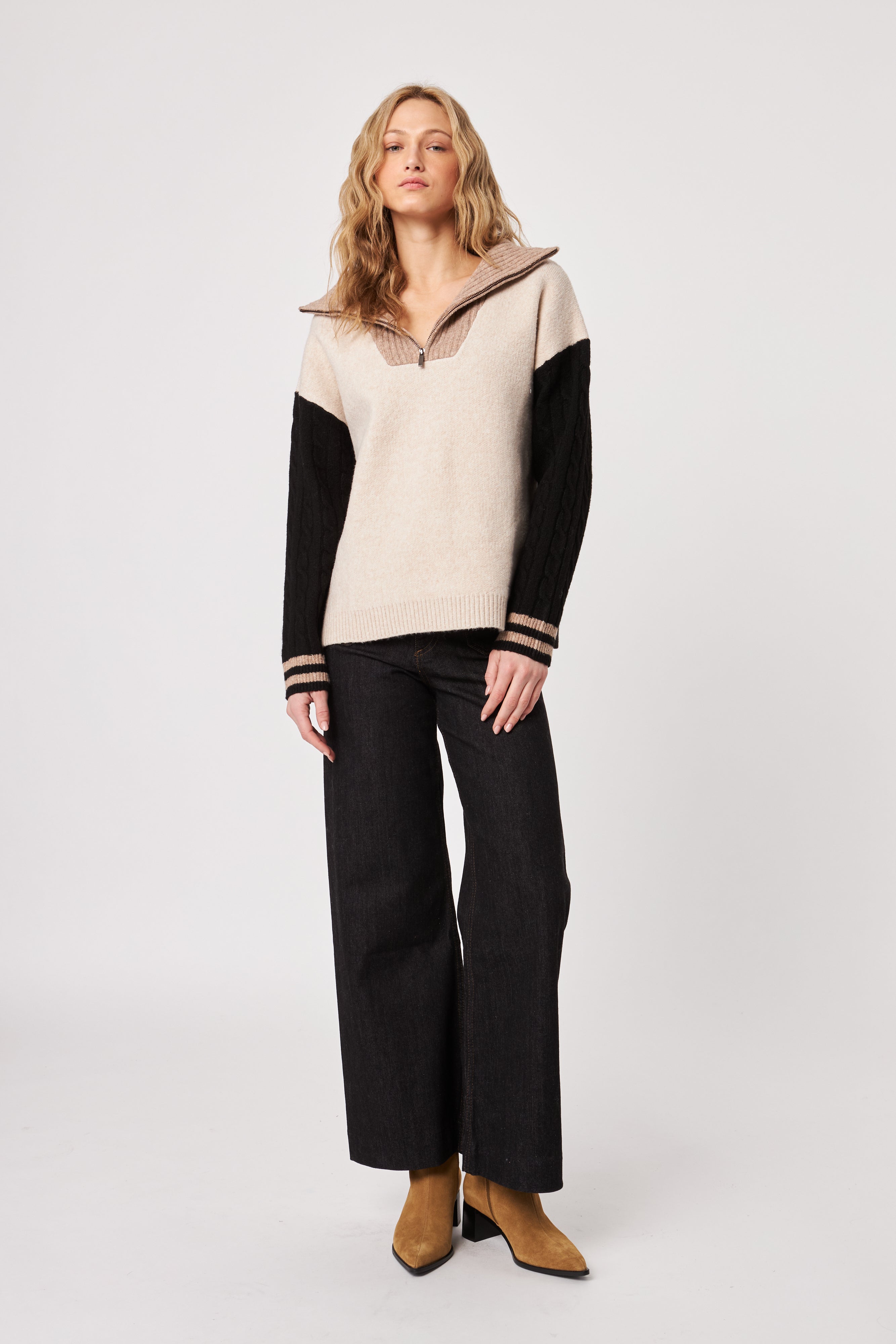 GARY COLOUR BLOCK 1/4 ZIP SWEATER